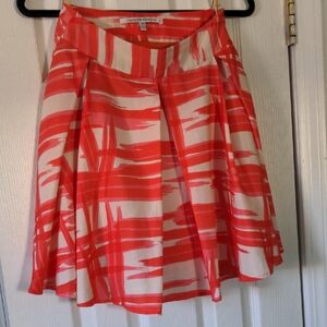 Collective Concepts Red and White Asymmetrical Mini Skater Skirt